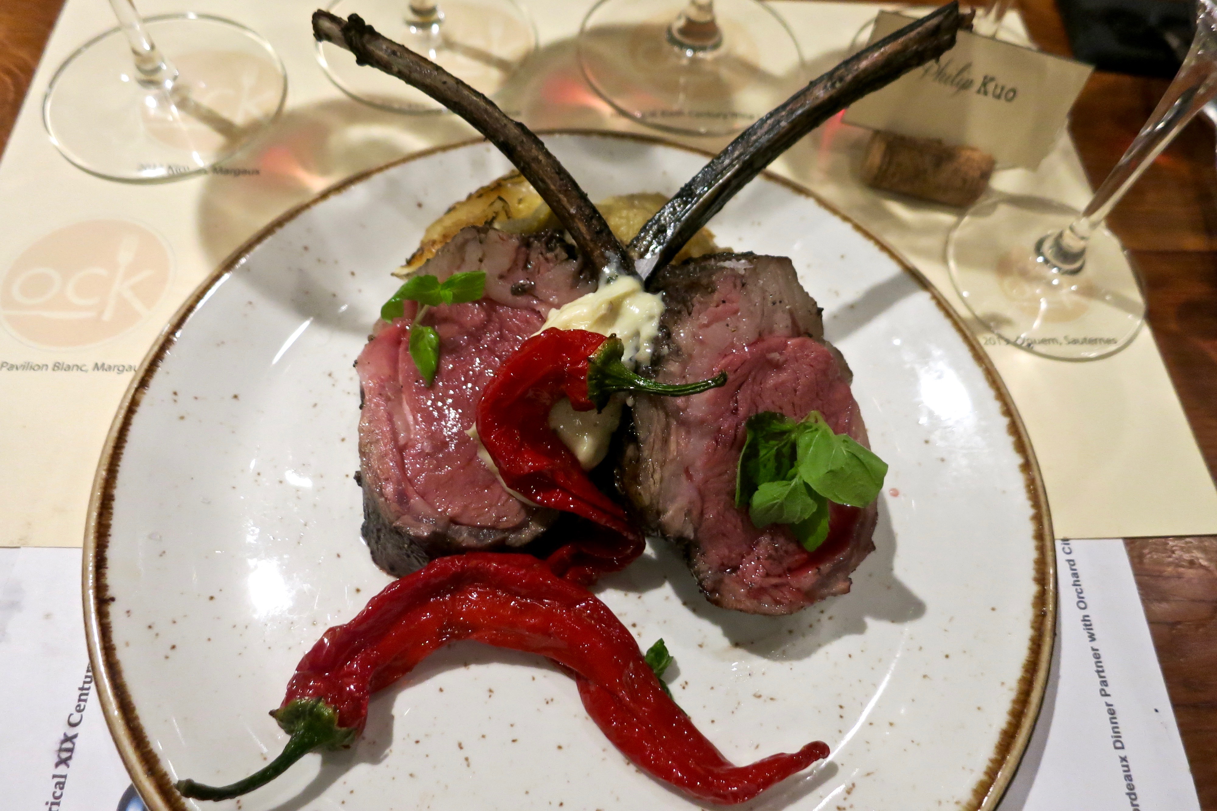 Lamb Chops. Potatoes "Boulangere." Jimmy Nardello Peppers.